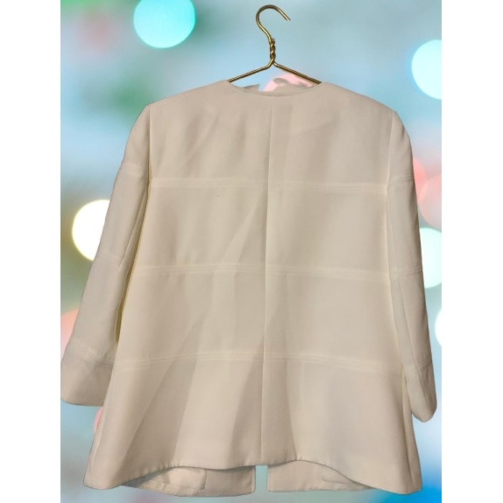 Preston & York Womens White Cropped Jacket Blazer‎ Open Front Size 14 - Picture 3 of 7